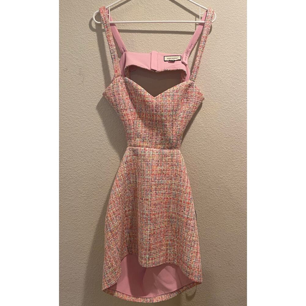 Assignment Revolve Multi Sprikles Maribel Tweed Mini Dress Size L - Picture 3 of 7